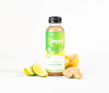 [96093] KHappy Kombucha Energy Lima, Limão e Gengibre 355 ml