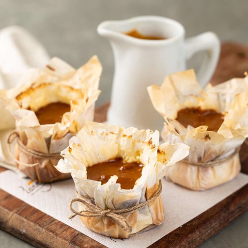 Mini cheesecake basca de caramelo